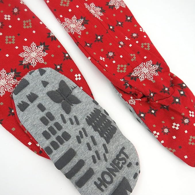 HonestBaby Non-Slip Footed Holiday Pajamas One-Piece Sleeper Zip-Front PJs Organic Cotton for Baby Boys, Girls, Unisex