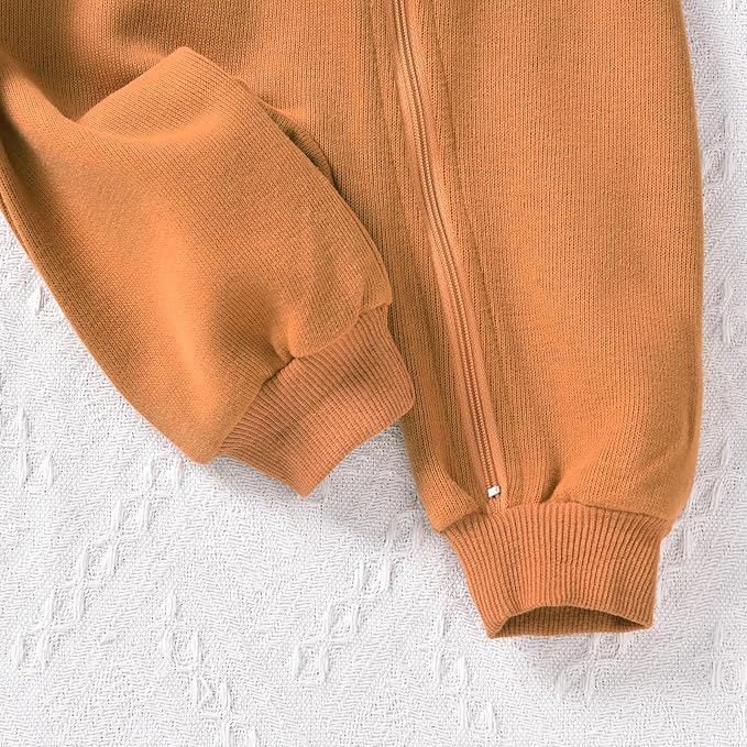 Unutiylo Unisex Baby Boys Girls Long Sleeve Infant Baby Zipper Hooded Jumpsuits Romper Loose Outfit Clothes