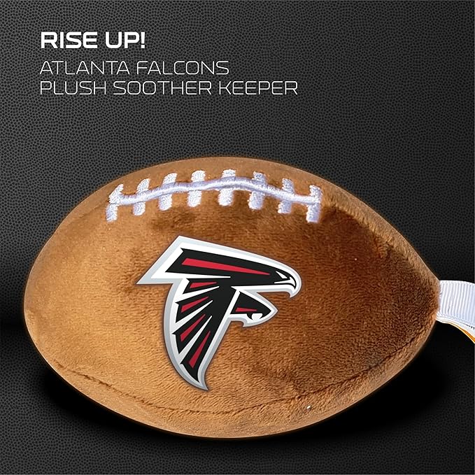 Atlanta Falcons Plush Football Pacifier Holder by Smilo - Officially Licensed NFL Soother Holder - Soft Plush Toy and Dummy Holder - Fits Any Pacifier - Stroller Accessory & Newborn Essential