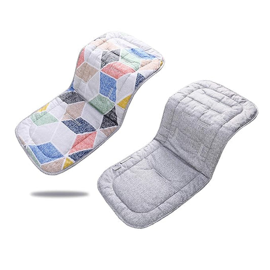 Stroller Seat Liner，100% Cotton Stroller Cushion，Universal Breathable and Soft Newborn Stroller pad, Toddler Seat Mat for Stroller, 34x78cm,1 Pack(Geometry + Grey)