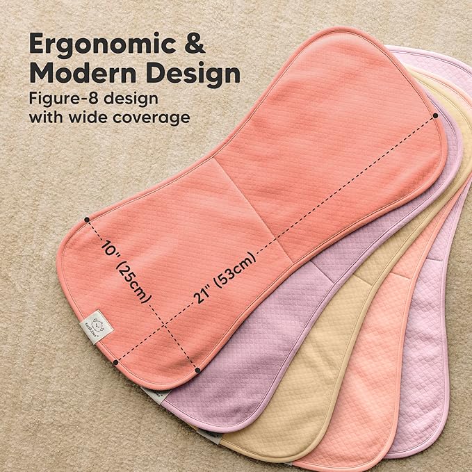 KeaBabies 5-Pack Organic Burp Cloths Baby Girl,Boy - Extra Large,Absorbent Baby Burp Cloths,Soft Burping Cloths for Babies,Newborn Burp Clothes,Cotton Burp Rags,Thick Burp Cloth (Muted Pastel/Quin)