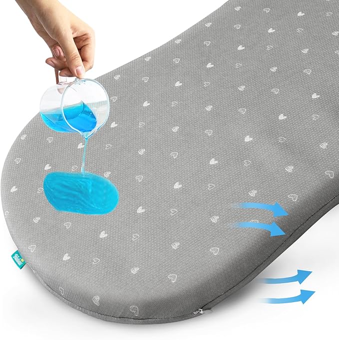 Bassinet Mattress Pad 18" x 30", Compatible with Halo Bassinest Swivel, Flex, Glide, Premiere & Luxe Series Sleeper, Waterproof Breathable Soft Baby Foam with Removable Zippered Cover, Grey
