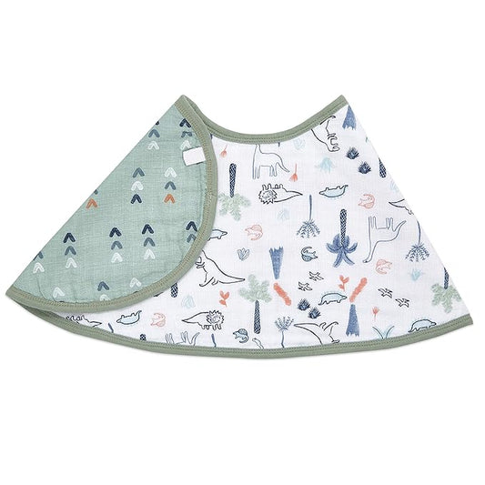 aden + anais Burpy Baby Bib, 100% Cotton Muslin, Soft Absorbent 4 Layers, Multi-Use Burp Cloth and Bib, 22.5” X 11”, Single, Dino Time