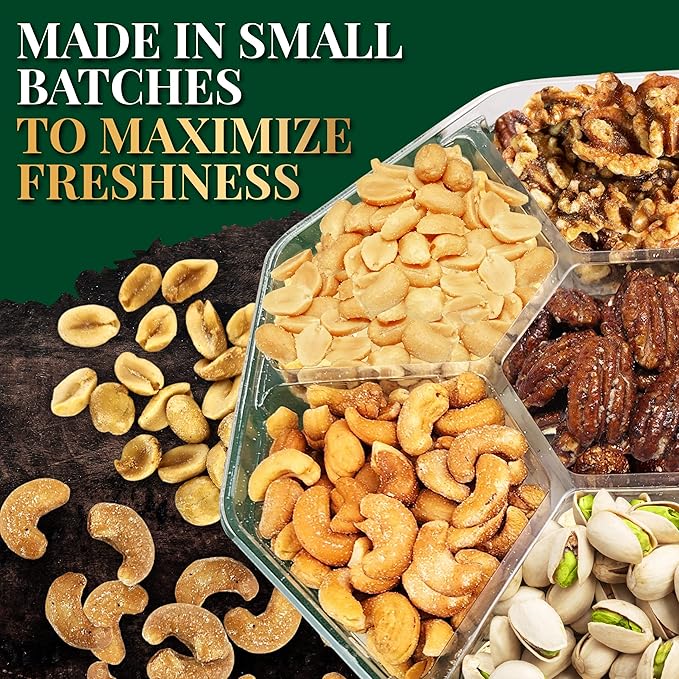 Nuts gift Basket - With a Variety of Freshly Roasted Nuts - Beautifully Packaged Gift Baskets for Men, Sympathy Basket.