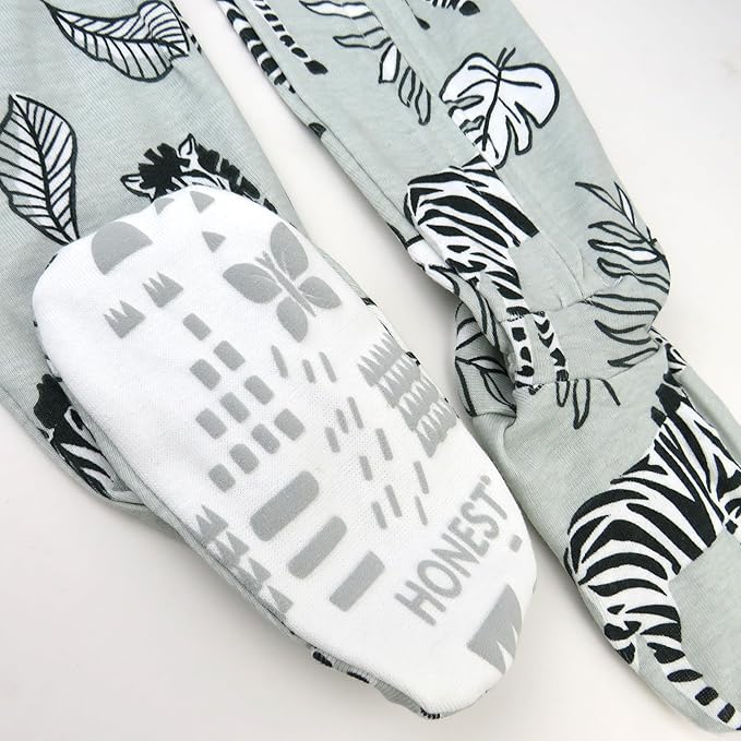 HonestBaby Non-Slip Footed Pajamas One-Piece Sleeper Zip-Front Pjs 100% Organic Cotton for Baby Girls