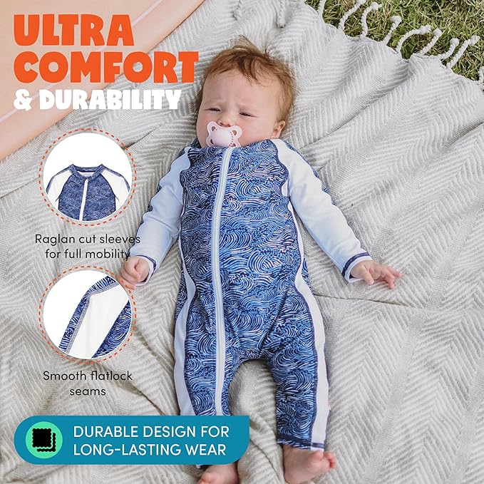 SwimZip Boys' Long-Sleeve UPF 50+ Swimsuit for Baby, Toddler, & Little Boys