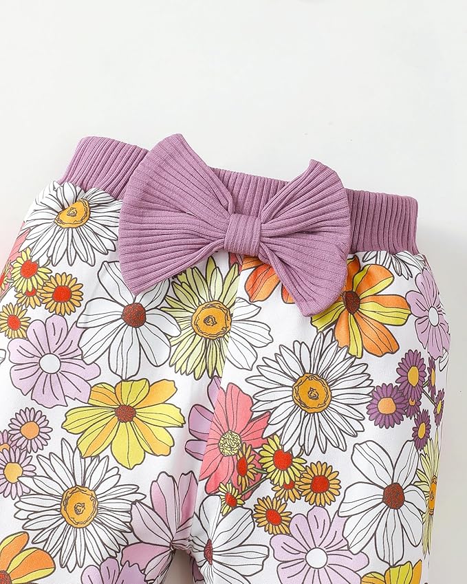 SUNNY PIGGY Baby Girl Clothes Newborn Outfits Infant Ruffle Romper 0-18M Fall Winter Flower Plaid Pants Clothing Set