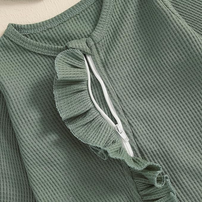 Baby Girl Footies Newborn Zipper Sleeper 2 Pack Ruffle Pajamas Romper Coming Home Outfit