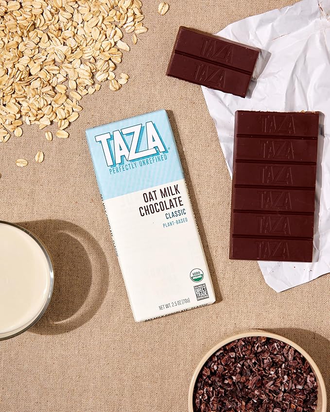 Taza Chocolate Organic Oat Milk Chocolate Bar, Classic, 2.5 Ounce (10 Count), Vegan