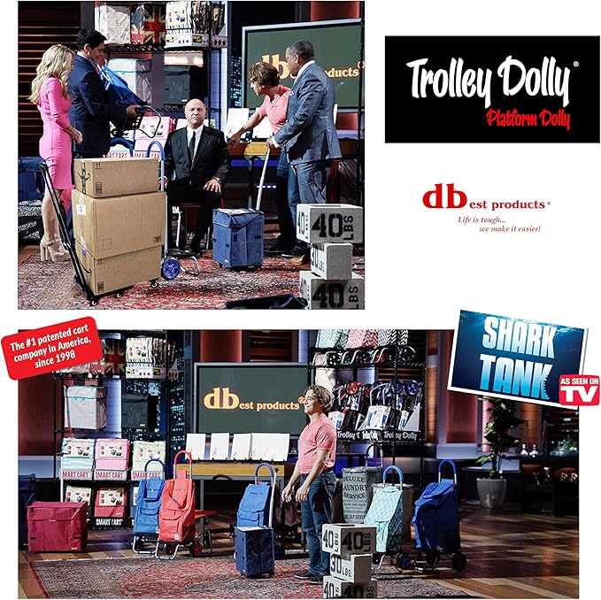 dbest products Trolley Dolly Platform Cart 6-Wheel Handtruck for Moving, Folding Hand Truck, Telescoping Handle, Expandable Toe Plate & Includes 2 Bungee Chords, Carretilla plegable