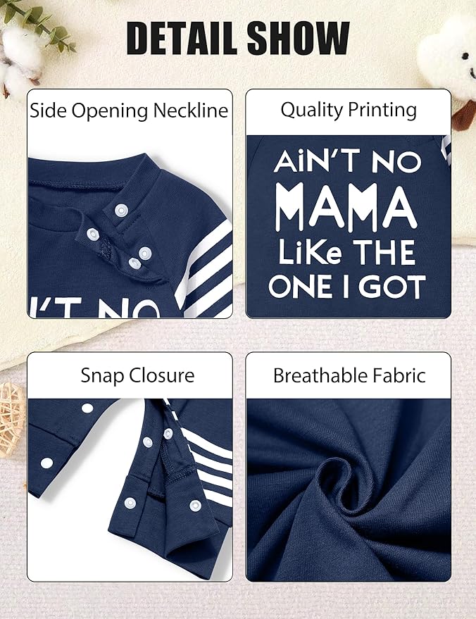 Baby Boy Clothes Infant Mamas Print Romper Stripe Sleeve Outfits Fall Winter Baby Clothing Jumpsuit