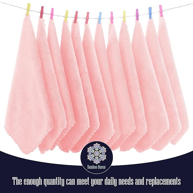 32 Pack Baby Washcloths - Luxury Coral Fleece - Extra Absorbent and Soft Wash Clothes for Newborns, Infants and Toddlers - Suitable for Sensitive Skin and New Born - Baby Shower - Pink, 10x10 Inch