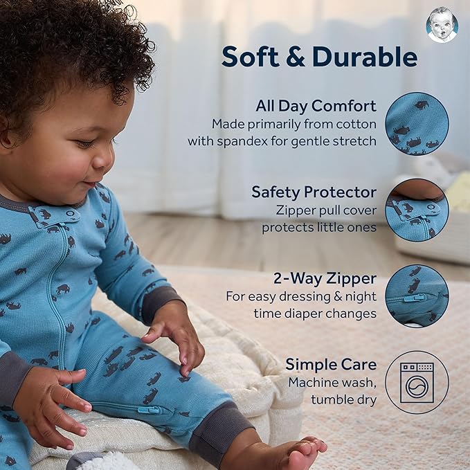 Gerber Baby-Boys 3-Pack Snug Fit Footless One-Piece Cotton Pajamas