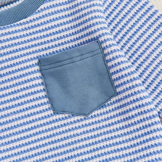 Baby Boy Toddler Fall Outfit Striped Sweatshirt Toddler Boy Winter Waffle Clothes 3 6 12 18 Months 2 3 T Pant Set