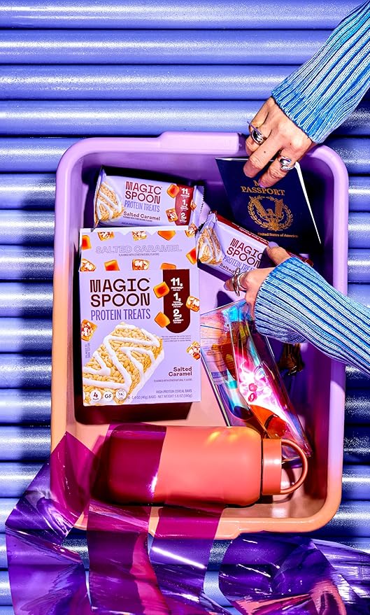 MAGIC SPOON Treats - High Protein, Low Carb, Keto Friendly, Low Sugar, Gluten Free, Crispy Protein Bar Cereal Bar, On-The-Go Healthy Snack (Salted Caramel, 8 Bars)