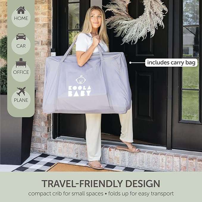 Baby Bedside Sleeper - Bassinet & Bedside Crib with Height Adjustment & Wheels - Can Be Placed Next to Bed - Attaches to Parents Bed - Easy to Fold & Carry Bassinet (Grey)