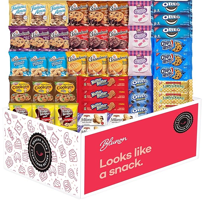 Cookies Individually Wrapped Variety Pack - Cookies Bulk Assortment Care Package Sampler Gift Box (45 Count)