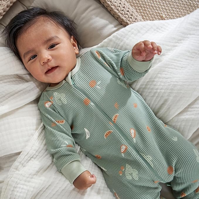 Gerber baby-girls 2-pack 2-way Zip Thermal Footed Sleep 'N Play