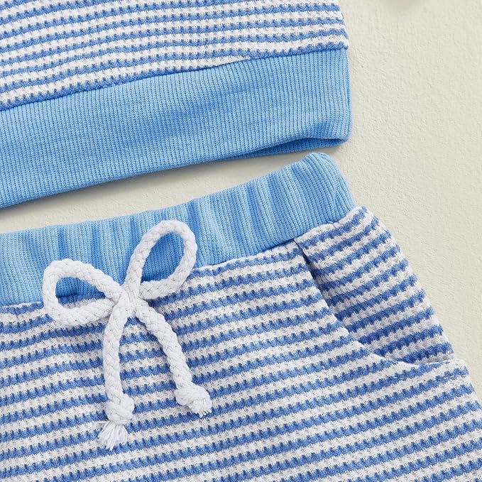 CIYCUIT Toddler Baby Boy Outfits Striped Sweatshirt Pants Clothes Set