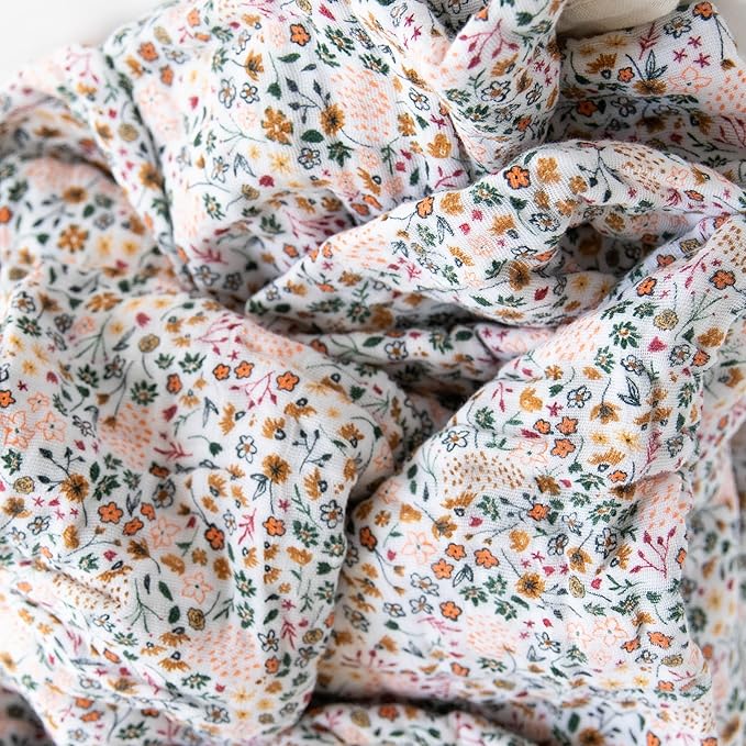 Little Unicorn Premium Quilted Throw | Super Soft, Multi-Layered Muslin XL Blanket| Great for Kids & Families (Pressed Petals)