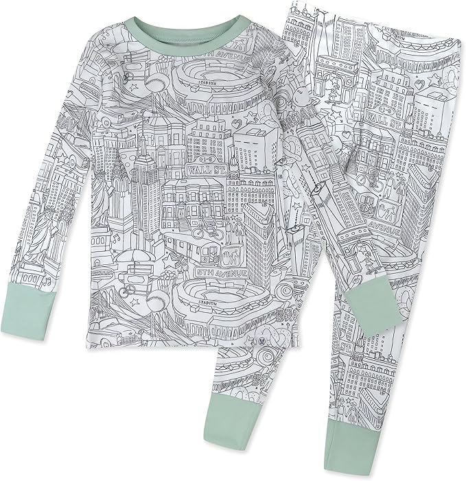 HonestBaby Classics 2-Piece Pajamas Sleepwear Pjs 100% Organic Cotton for Baby, Toddler, Kids