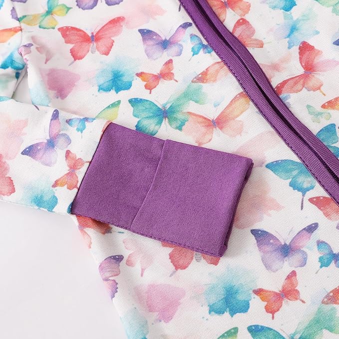 OPAWO Viscose from Bamboo Baby Pajamas Girl 2pack Mittens Cuff 2 Way Zipper Soft Footless Sleeper Baby Boy One-Piece Romper