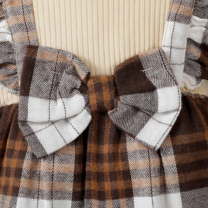 Newborn Infant Baby Girl Clothes Fall Winter Plaid Long Sleeve Jumpsuit One Piece Romper Bodysuit Baby Overalls Outfits