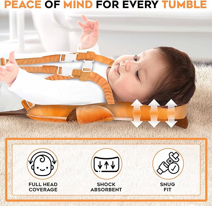 Little Family Baby Head Protector Backpack, Non-Toxic Hypoallergenic Toddler Head Protection Pillow for Falling, Secure, Durable, Fox (Orange)