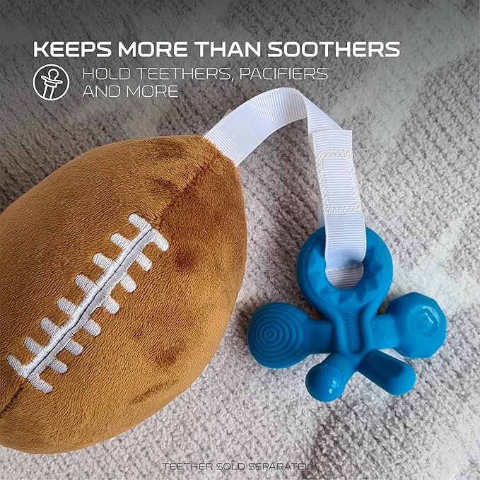 Philadelphia Eagles Plush Football Pacifier Holder with Newborn Paci by Smilo - Officially Licensed NFL Soother Holder - Soft Plush Toy and Binky - Fits Any Pacifier - NFL Baby Essential