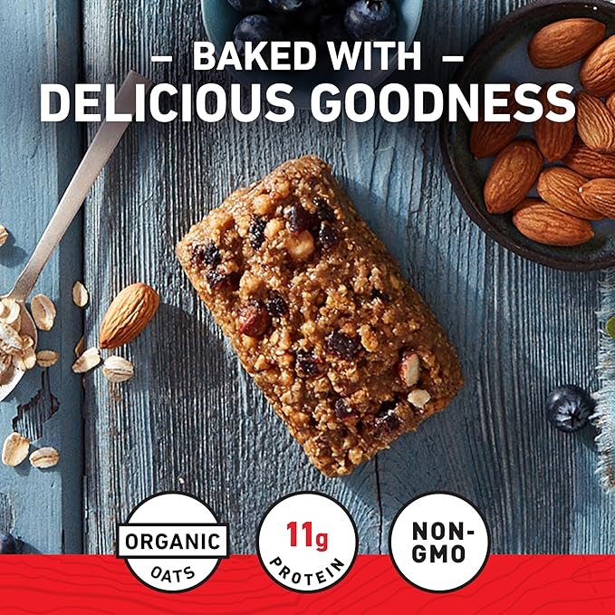 CLIF BAR - Blueberry Almond Crisp - Made with Organic Oats - Energy Bars - Non-GMO - Plant Based Protein Bars (10 Pack)