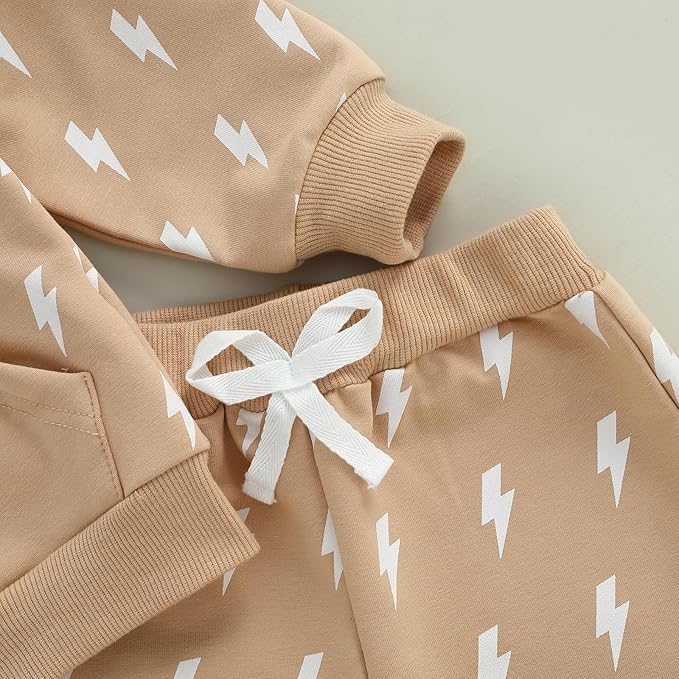 2Pcs Baby Boys Hoodie Tops Pants Set Dinosaur Deer Print Sweatsuit Fall Winter Outfits