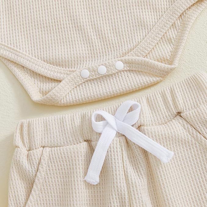 Kupretty Baby Boy Clothes 3 6 12 18 Months Fall Winter Outfit Mama's Boy Embroidery Waffle Long Sleeve Romper Pants Set