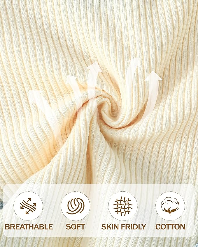 Newborn Baby Boy Girl Clothes Ribbed Knit Cotton Long Sleeve Romper Long Pant Preemie Solid Color Unisex Outfits