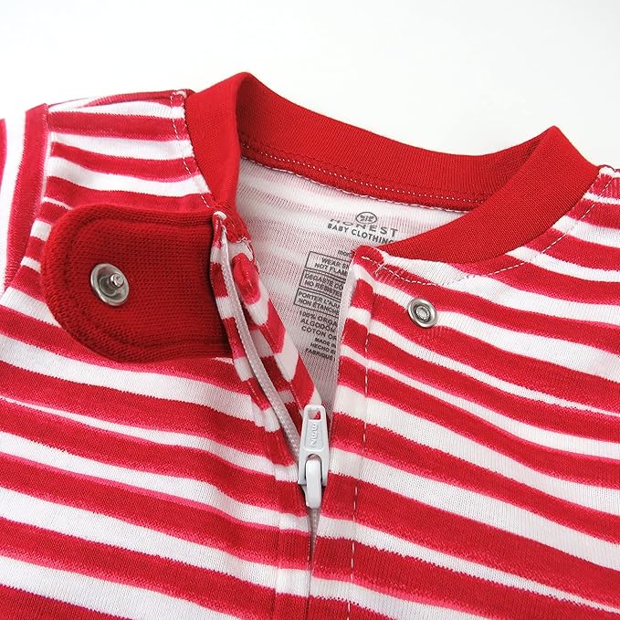 HonestBaby Non-Slip Footed Holiday Pajamas One-Piece Sleeper Zip-Front PJs Organic Cotton for Baby Boys, Girls, Unisex