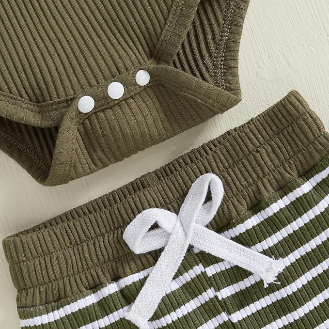 Newborn Baby Boy Girl Clothes Ribbed Knitted Long Sleeve Romper Pants Solid Cotton Infant Fall Winter Outfits 2Pcs