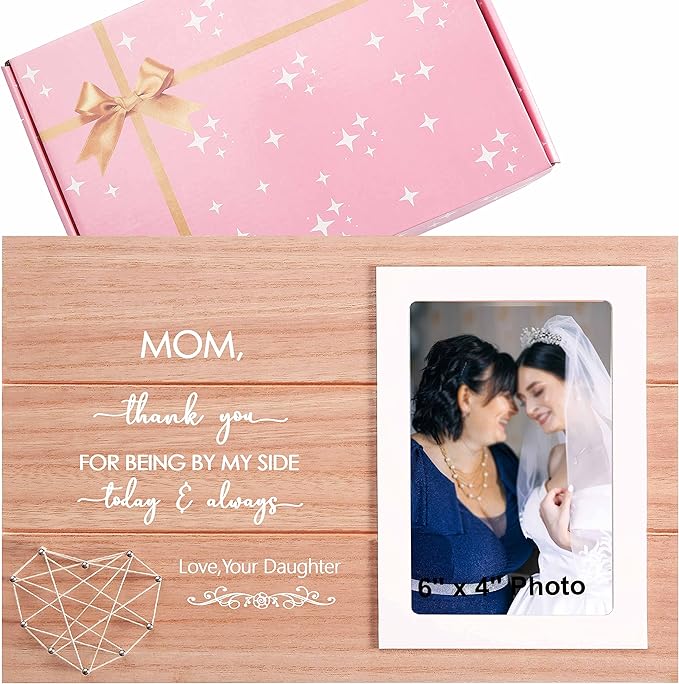 Gift for Mother of the Bride-to My Mom on My Wedding Day-Thank You Picture Frame Gift -Wedding Gifts for Mother-Bridal Shower Present- Mom,Thank You for Being by My Side Today and Always