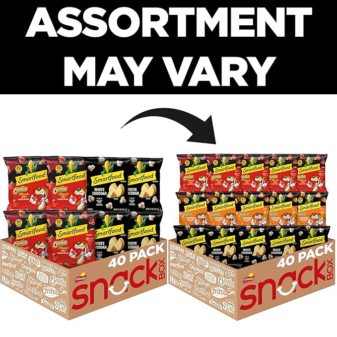 Smartfood Popcorn, White Cheddar and Flamin' Hot White Cheddar Variety Pack, 0.5 Ounce (Pack of 40)