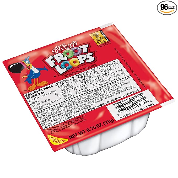 Kellogg's Froot Loops, Breakfast Cereal, Original, .75oz (96 Count)