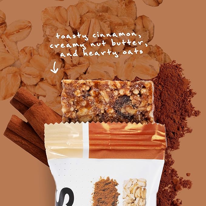 Skratch Labs Energy Bar | Cinnamon + Oatmeal (12 Pack) | Plant Based Healthy Snack | Low Sugar - 5g Protein | Non-GMO, Gluten Free, Soy Free, Vegan, Kosher