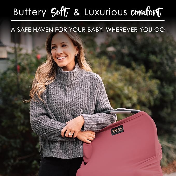 Milk Snob Original 5-in-1 Luxe Cover in Ash Rose - Added Privacy for Breastfeeding, Baby Car Seat, Carrier, Stroller, High Chair, Shopping Cart, Lounger Canopy, Newborn Essentials, Nursing Top