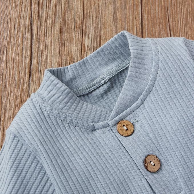 CIYCUIT Newborn Baby Boy Clothes Ribbed Knit Long Sleeve Bodysuit Pants 2-Piece Fall Winter Outfits