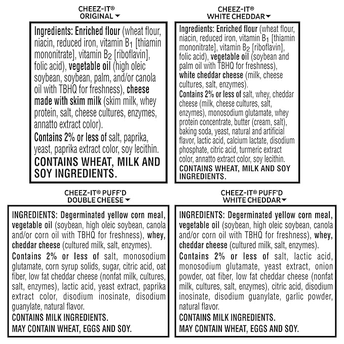 Cheez-It Cheese Crackers, Baked Snack Crackers, Lunch Snacks, Variety Pack (40 Pouches)