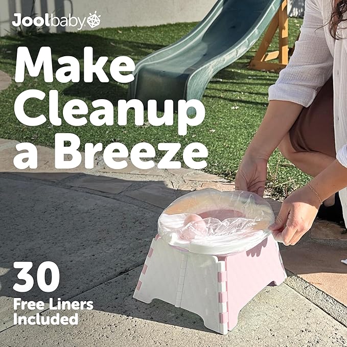 Jool Baby Portable Potty Training Chair with Travel Bag and 30 Liners, Foldable, Indoor/Outdoor Use, Camping (Pink)