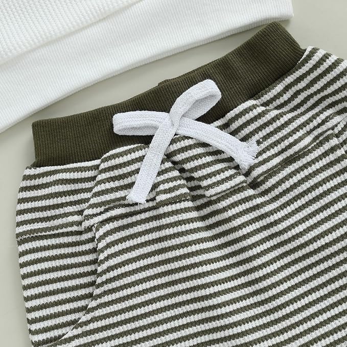 CIYCUIT Toddler Baby Boy Outfits Striped Sweatshirt Pants Clothes Set