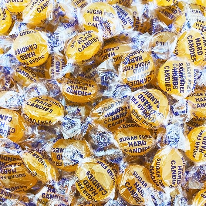 Sugar Free Butterscotch Hard Candy 1 lb Bag Individually Wrapped Gluten Free, Keto And Diabetic Friendly Gourmet Butterscotch Flavored Candies (16oz)