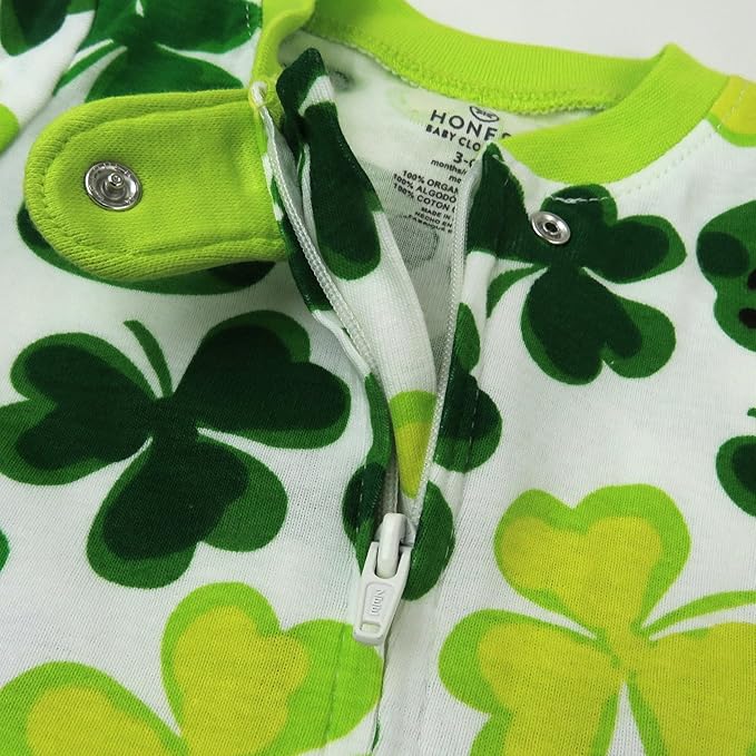 HonestBaby Baby Celebration Sleep & Play Footed One-Piece Pajama Sleeper 100% Organic Cotton