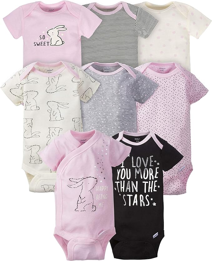 Gerber baby-girls 8-pack Short Sleeve Onesies Bodysuits