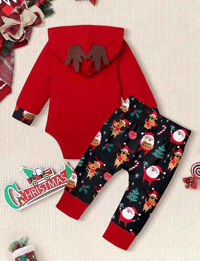Fommy Newborn Baby Boy Clothes Plaid Letter Print Long Sleeve Hoodies + Long Pants 2PCS Fall Winter Outfits Set