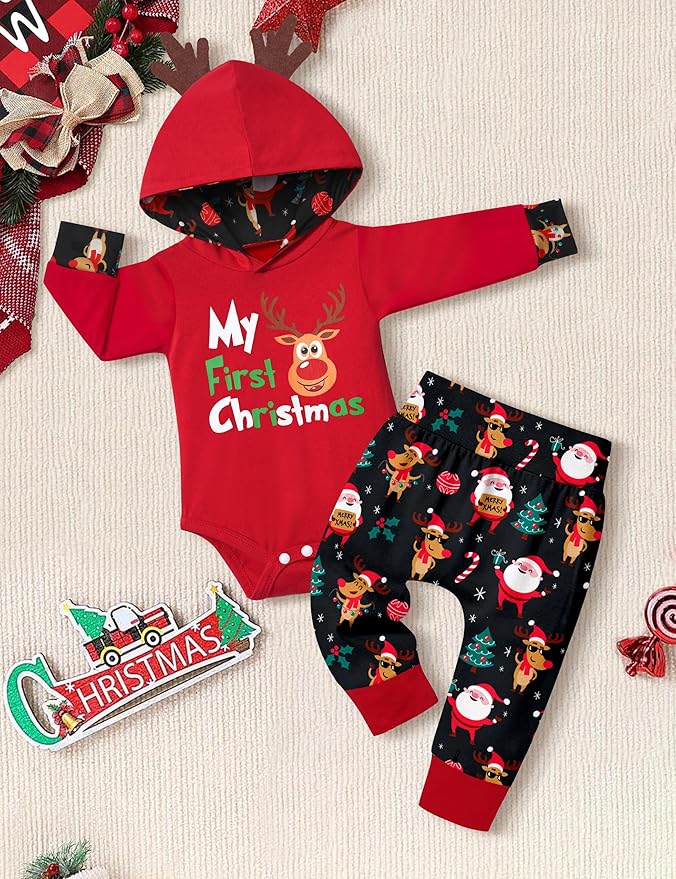 Fommy Newborn Baby Boy Clothes Plaid Letter Print Long Sleeve Hoodies + Long Pants 2PCS Fall Winter Outfits Set