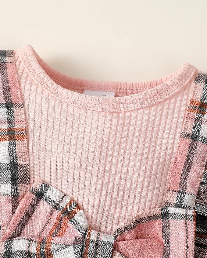 Newborn Infant Baby Girl Clothes Fall Winter Plaid Long Sleeve Jumpsuit One Piece Romper Bodysuit Baby Overalls Outfits